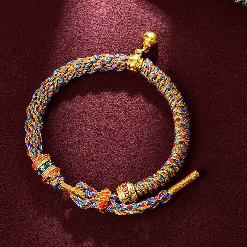 Aura Craft Multicolored Tibetan Six-Syllable Mantra Handwoven Bracelet 8