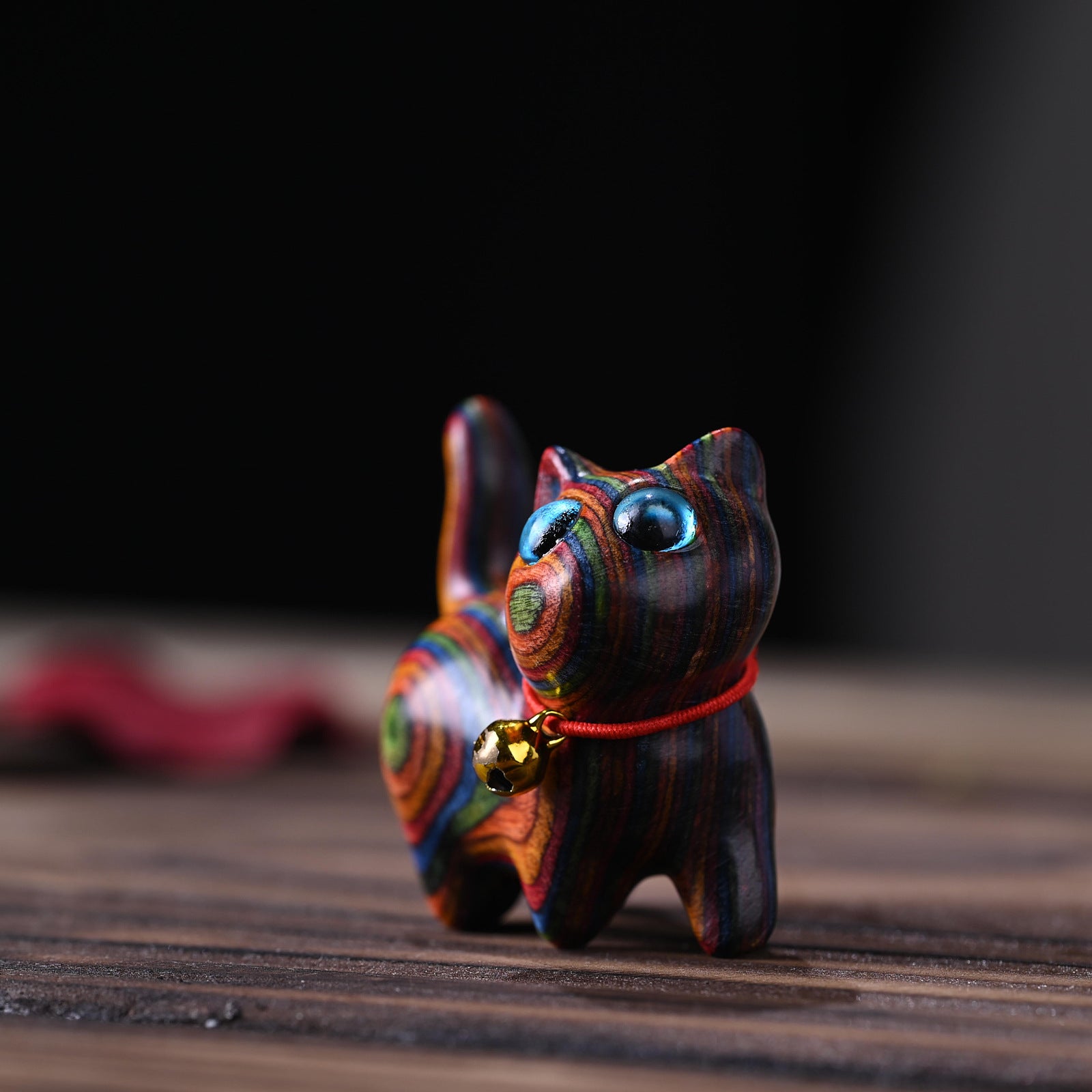 Aura Craft Wood-Carved Cute Tilted-Head Kitten Mini Desktop Ornament Craft for Tea Rooms, Meditation Spaces, and Study Rooms 1