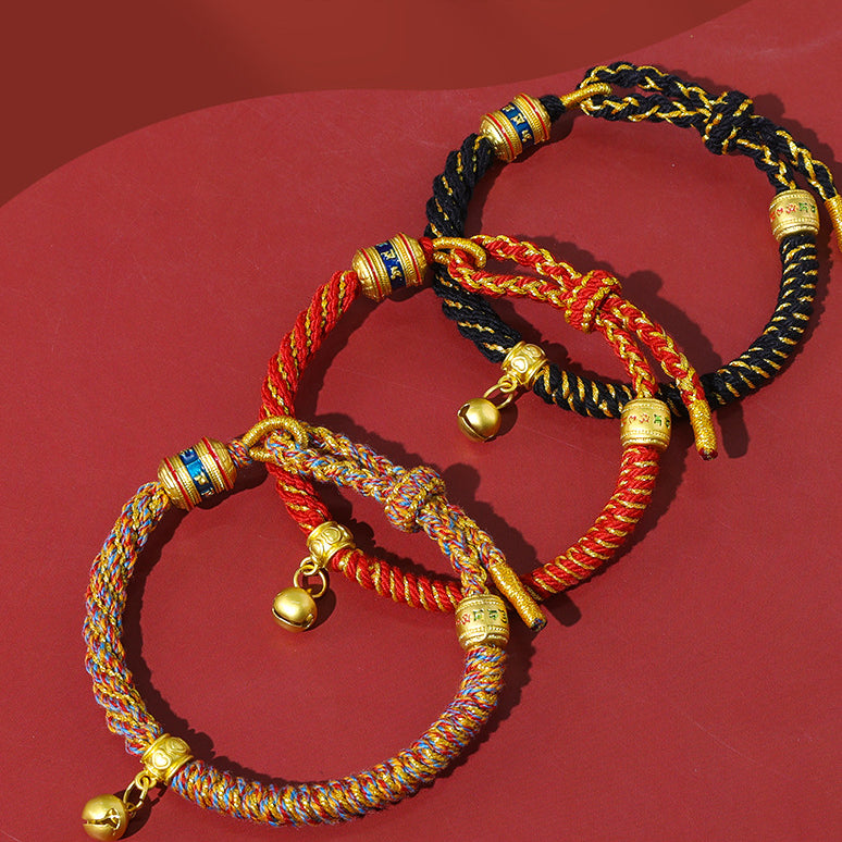 Aura Craft Multicolored Tibetan Six-Syllable Mantra Handwoven Bracelet 2
