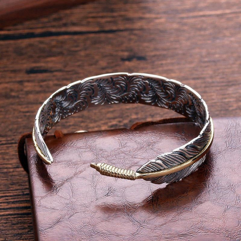 Aura Craft Vintage Feather Silver Meditation Blessing Bracelet 4