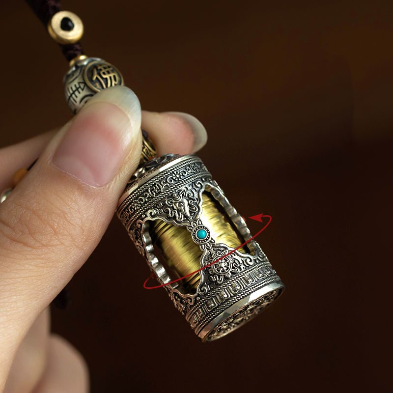 Aura Craft Tibetan Gawu Box Rotatable Blessing Amulet Keychain 8