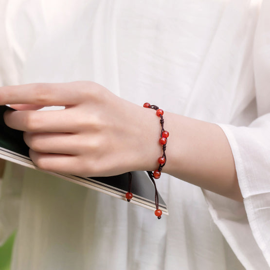 Aura Craft Good Luck Red String Red Agate Bracelet for Women