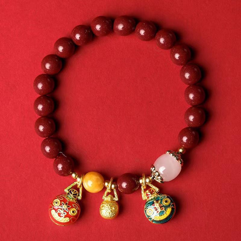 Aura Craft Cinnabar Purple Gold Gold-Swallowing Beast Fortune Bracelet