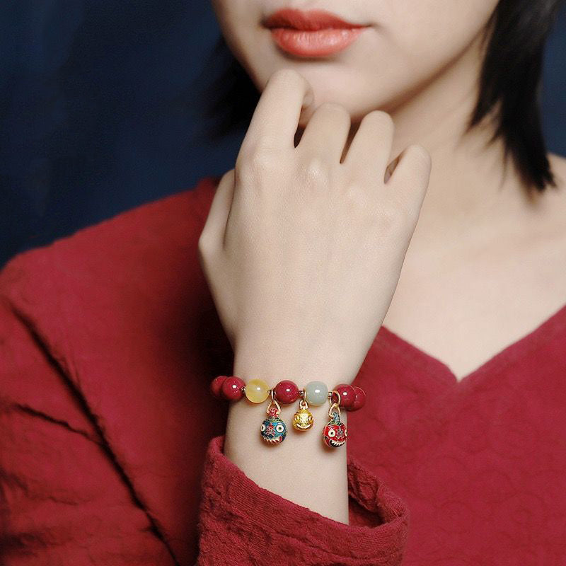 Aura Craft Cinnabar Purple Gold Gold-Swallowing Beast Fortune Bracelet
