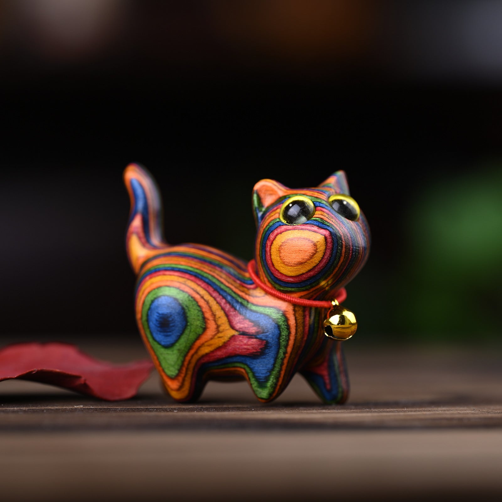 Aura Craft Wood-Carved Cute Tilted-Head Kitten Mini Desktop Ornament Craft for Tea Rooms, Meditation Spaces, and Study Rooms 5