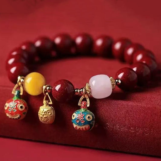 Aura Craft Cinnabar Purple Gold Gold-Swallowing Beast Fortune Bracelet