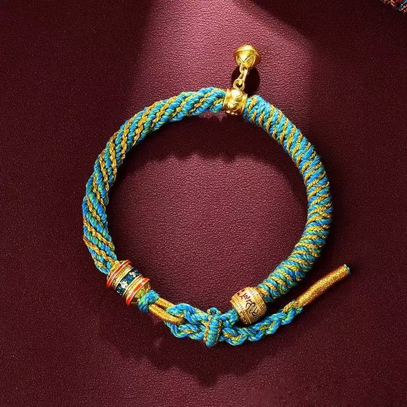 Aura Craft Multicolored Tibetan Six-Syllable Mantra Handwoven Bracelet 11