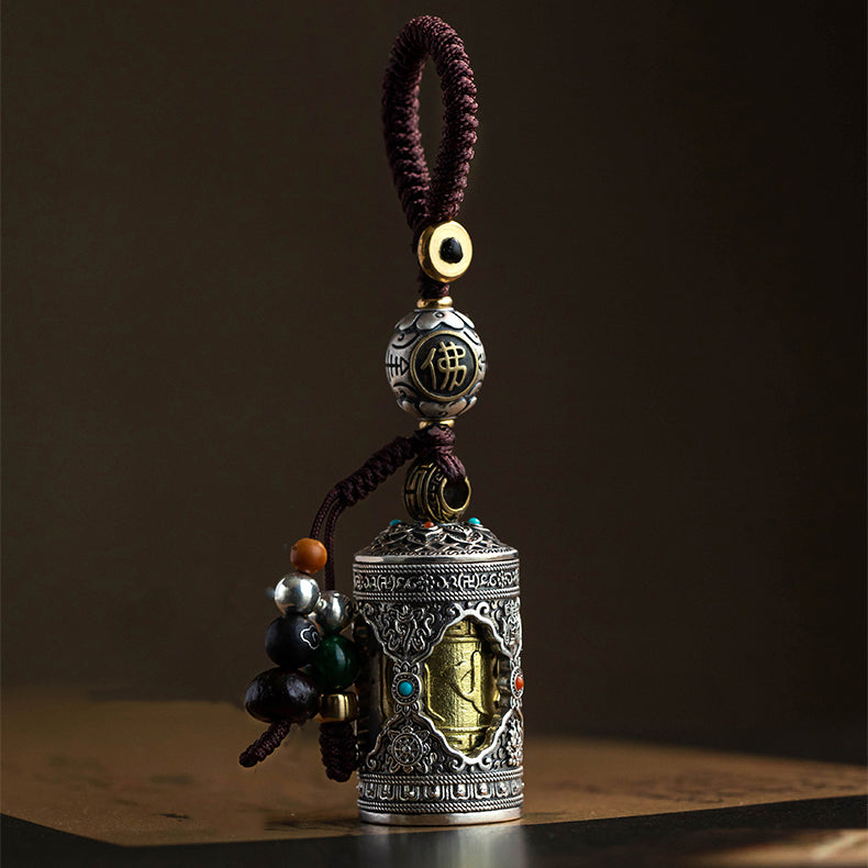 Aura Craft Tibetan Gawu Box Rotatable Blessing Amulet Keychain 2