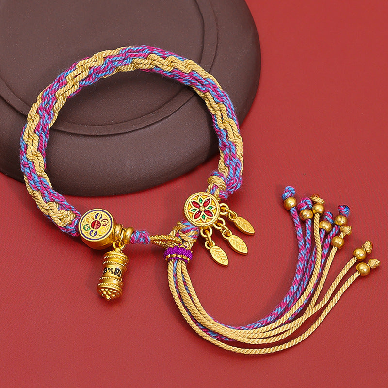 Aura Craft Tibetan Braided Multicolored Rope Bracelet 10