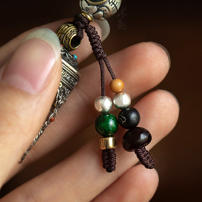Aura Craft Tibetan Gawu Box Rotatable Blessing Amulet Keychain 3