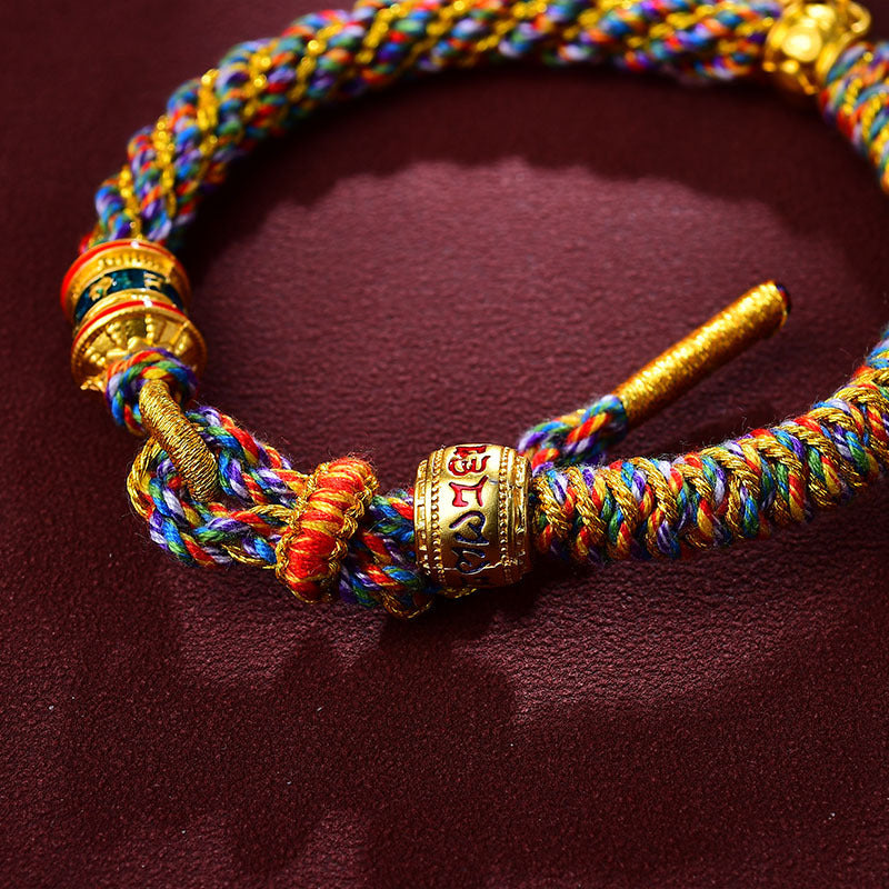Aura Craft Multicolored Tibetan Six-Syllable Mantra Handwoven Bracelet 4