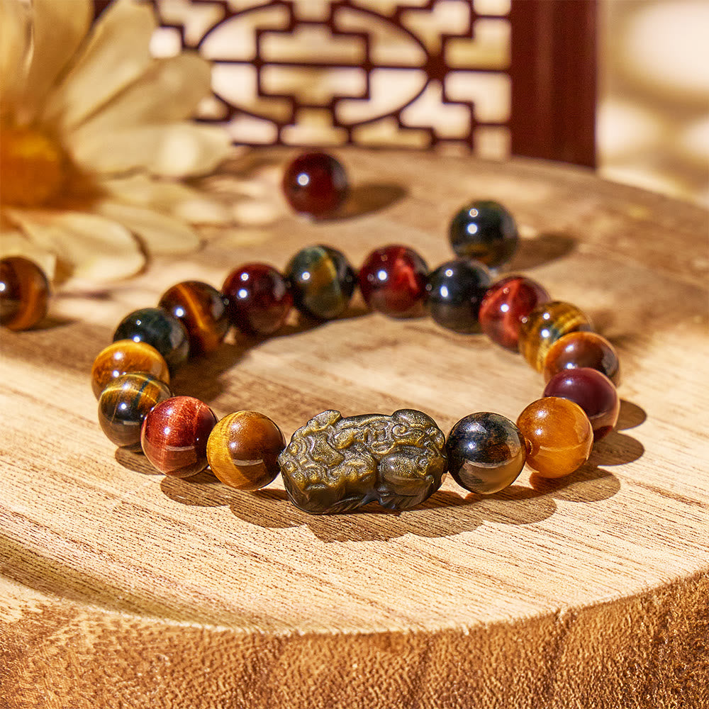Aura Craft Three-Color Tiger Eye Pixiu Fortune Guardian Bracelet 1