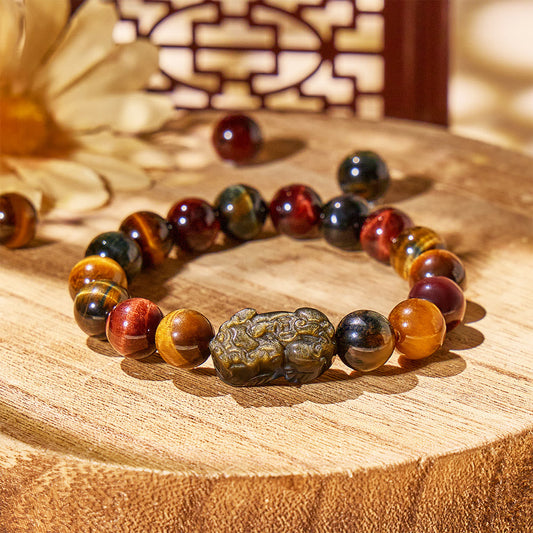 Aura Craft Three-Color Tiger Eye Pixiu Fortune Guardian Bracelet 1