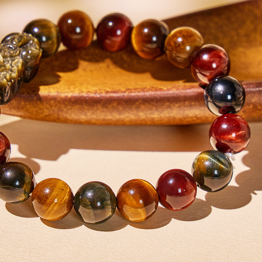Aura Craft Three-Color Tiger Eye Pixiu Fortune Guardian Bracelet 4