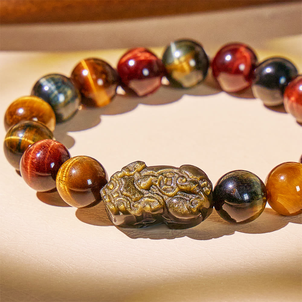 Aura Craft Three-Color Tiger Eye Pixiu Fortune Guardian Bracelet 2