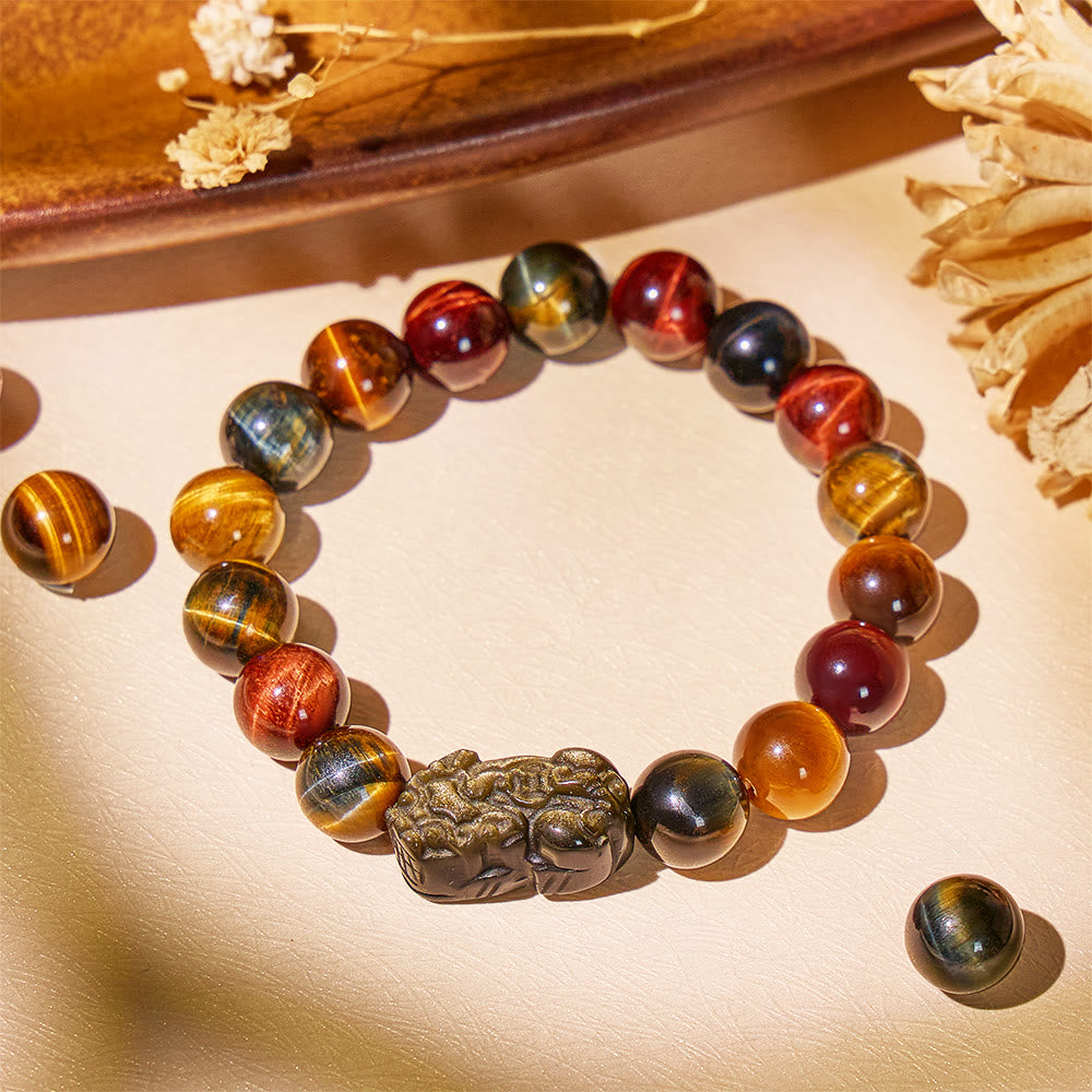 Aura Craft Three-Color Tiger Eye Pixiu Fortune Guardian Bracelet 3