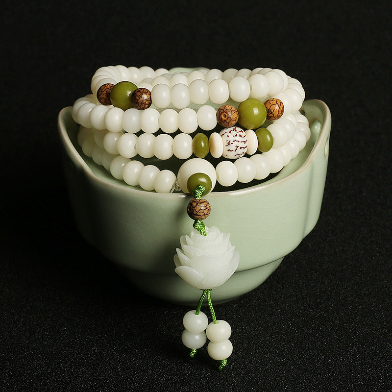 Aura Craft 108 White Jade Bodhi Meditation Collection Reiki Beads 1