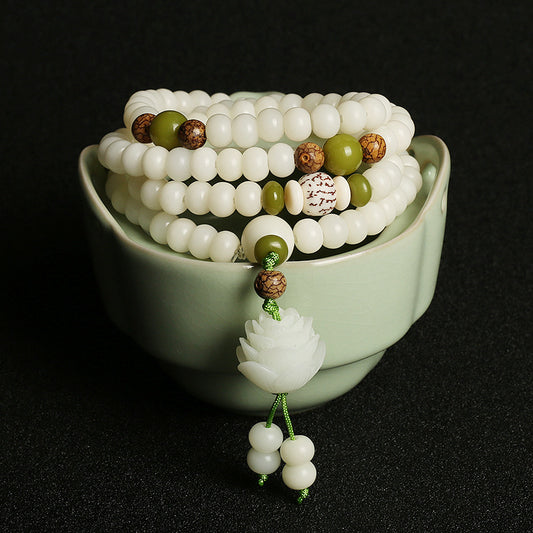 Aura Craft 108 White Jade Bodhi Meditation Collection Reiki Beads 1