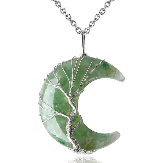 Aura Craft Moon Natural Crystal Tree of Life Blessing Necklace 1