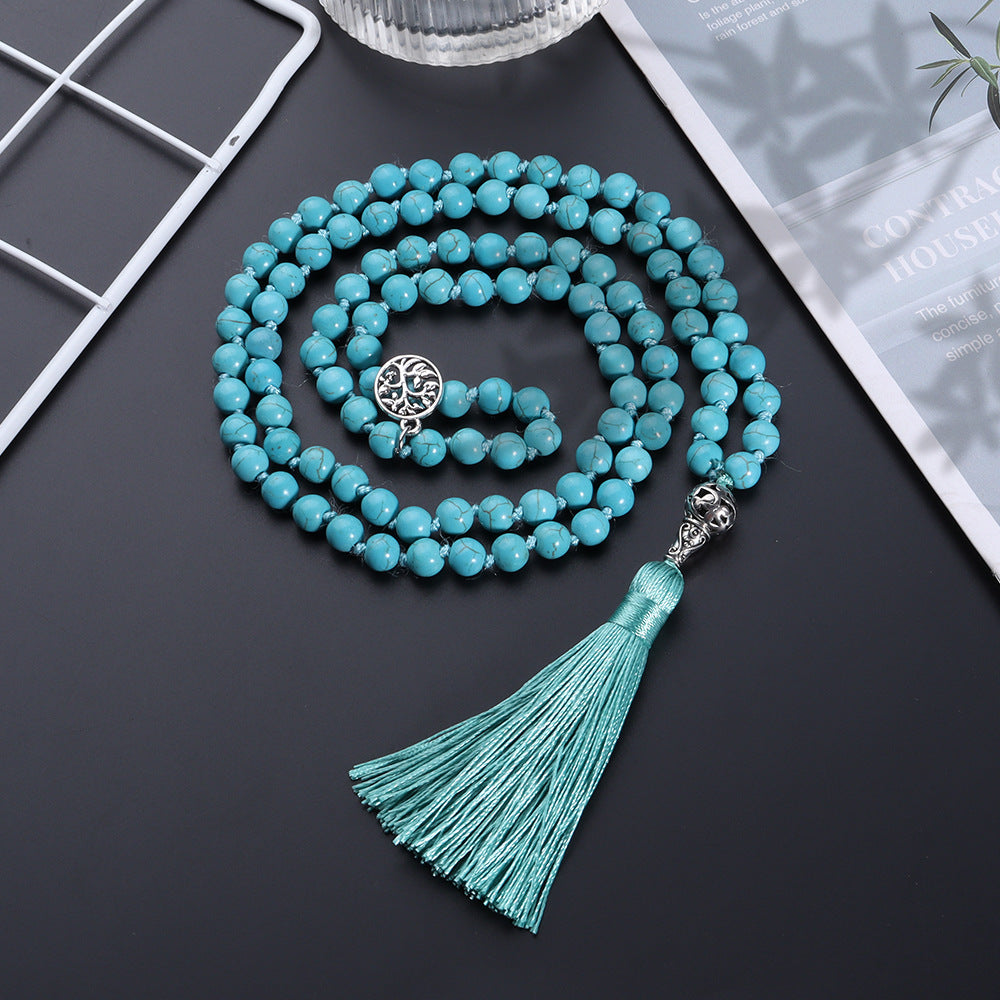 Aura Craft Blue Pine Beads Blessing Meditation Tassel Rosary 2