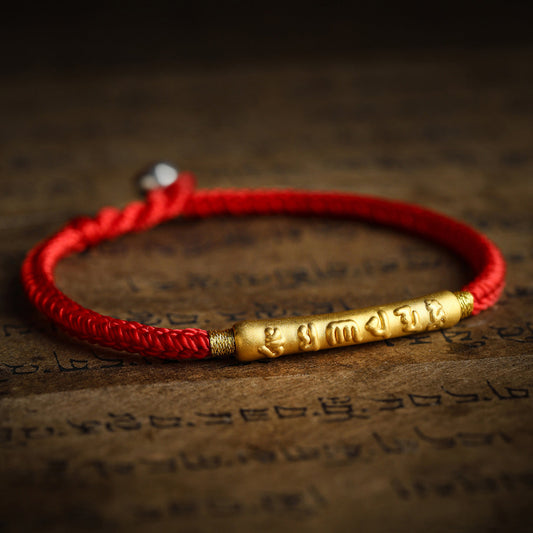 Aura Craft sterling silver gold-plated six-word mantra blessing bracelet 1
