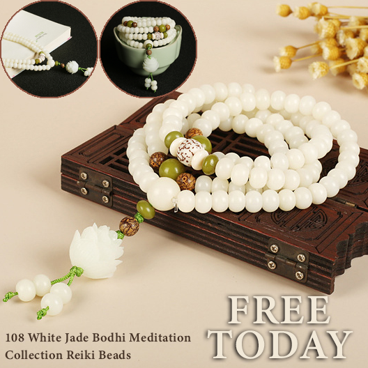 FREE Today：108 White Jade Bodhi Meditation Collection Reiki Beads 