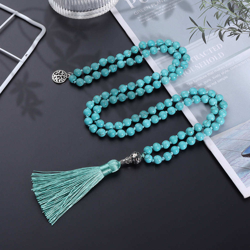 Aura Craft Blue Pine Beads Blessing Meditation Tassel Rosary 3