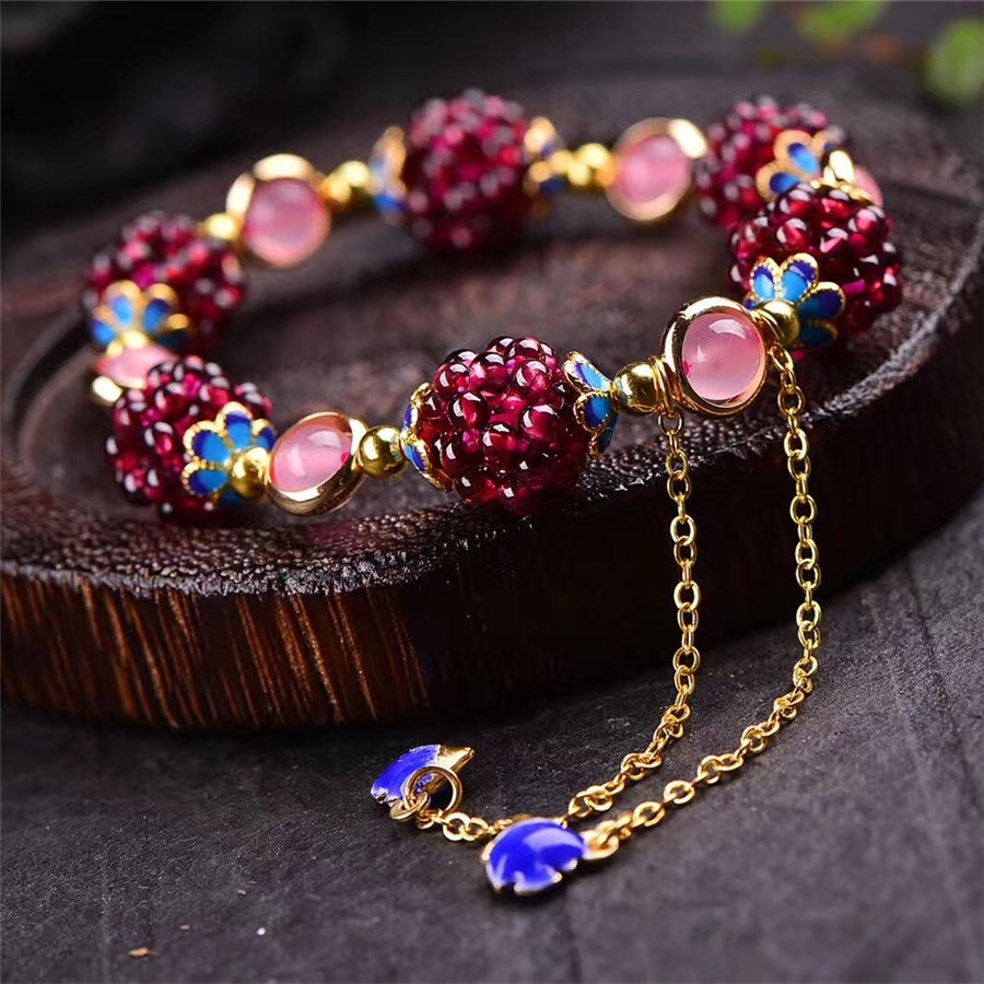 Aura Craft Natural Garnet Lucky Love Happiness Bracelet