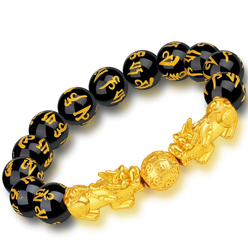 Aura Craft Feng Shui Wealth Obsidian Reiki Pixiu Bracelet 4