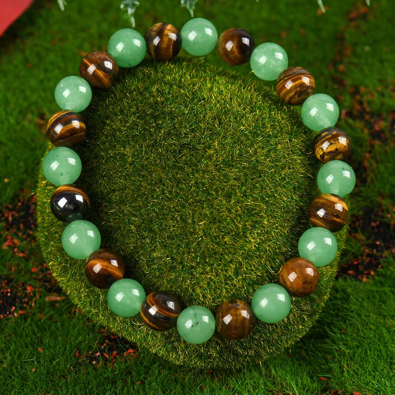 Aura Craft Green Agate Tiger Eye Fortune Attracting Bracelet