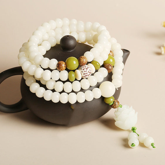 Aura Craft 108 White Jade Bodhi Meditation Collection Reiki Beads 2