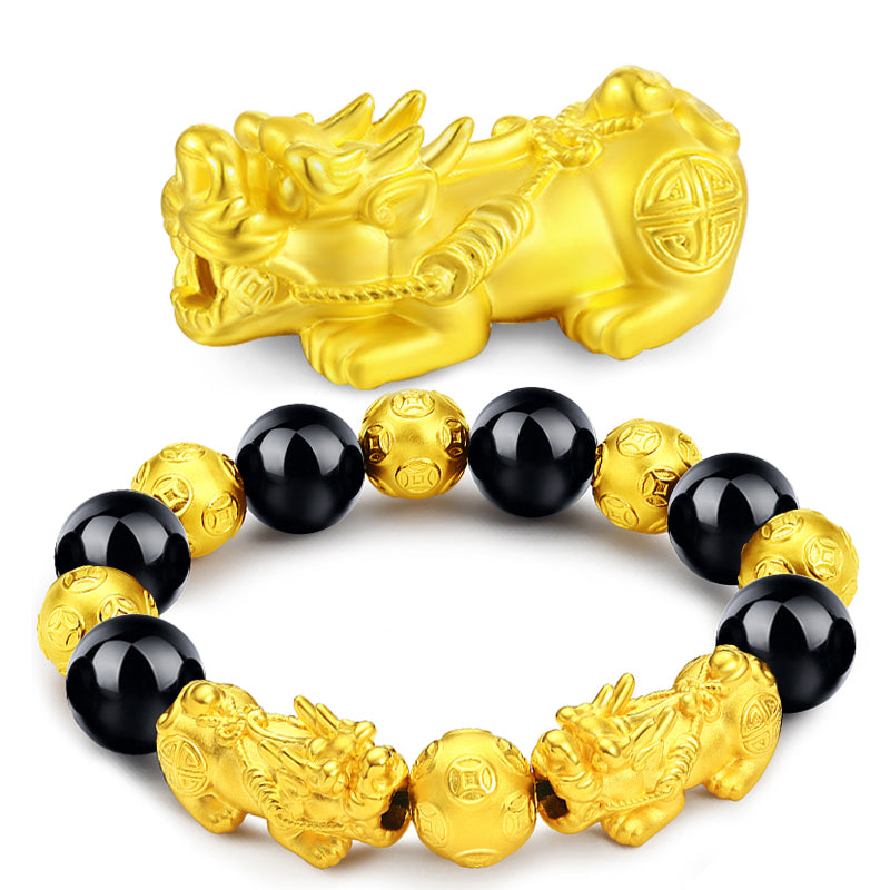 Aura Craft Feng Shui Wealth Obsidian Reiki Pixiu Bracelet 5