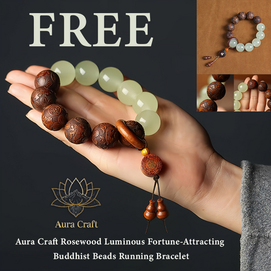FREE Today：Aura Craft Rosewood Luminous Fortune-Attracting Buddhist Beads Running Bracelet