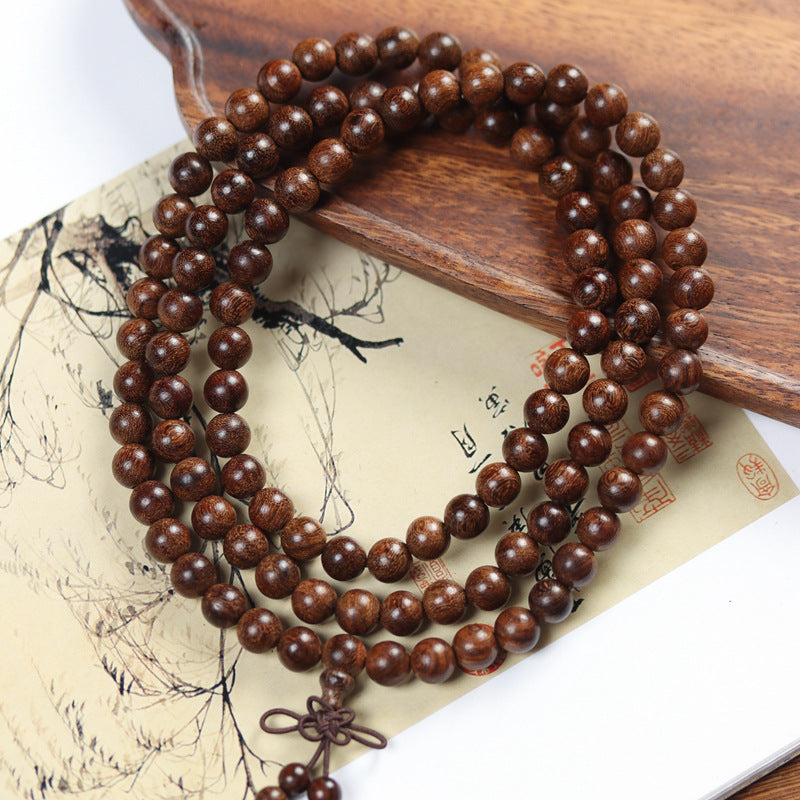 Aura Craft 108 gold sandalwood prayer beads for meditation and quietness 5