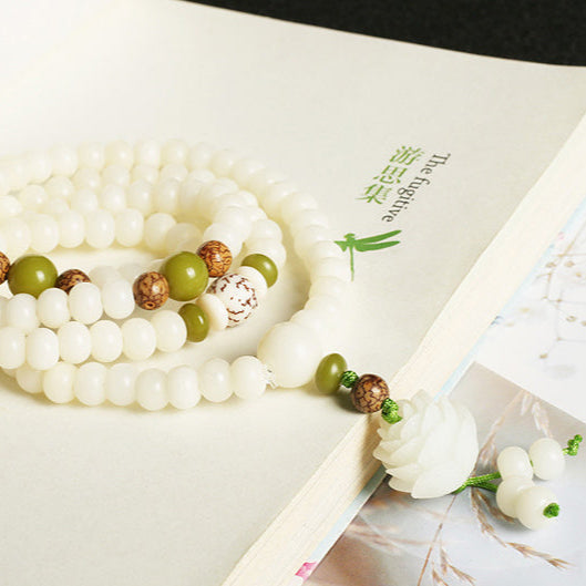 Aura Craft 108 White Jade Bodhi Meditation Collection Reiki Beads 3