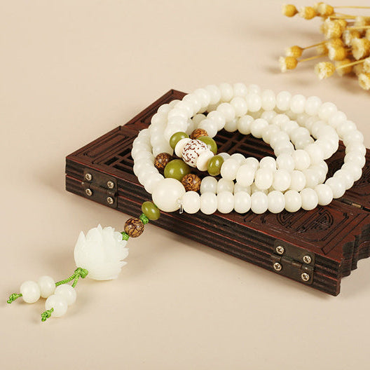 Aura Craft 108 White Jade Bodhi Meditation Collection Reiki Beads 4
