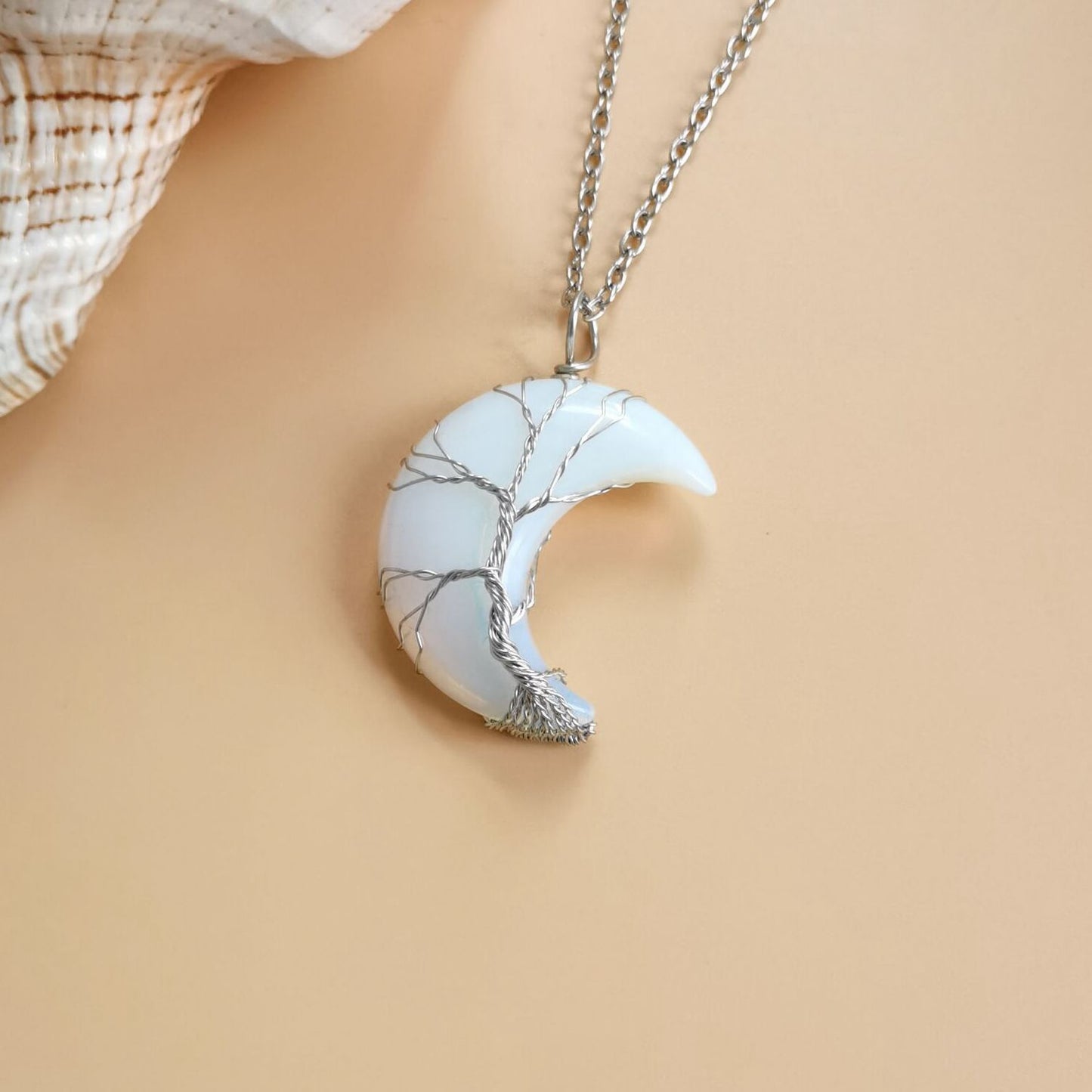 Aura Craft Moon Natural Crystal Tree of Life Blessing Necklace 5