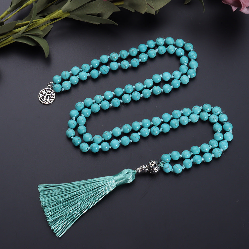 Aura Craft Blue Pine Beads Blessing Meditation Tassel Rosary 5
