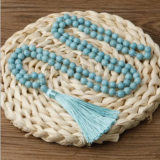 Aura Craft Blue Pine Beads Blessing Meditation Tassel Rosary 1