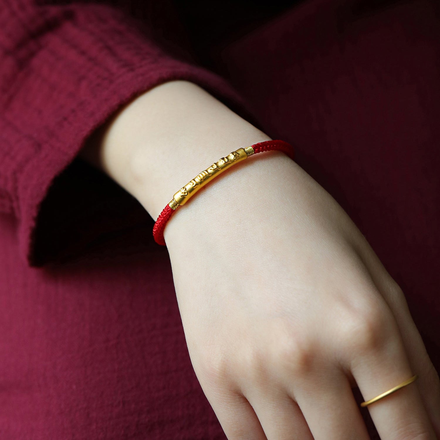 Aura Craft sterling silver gold-plated six-word mantra blessing bracelet 5