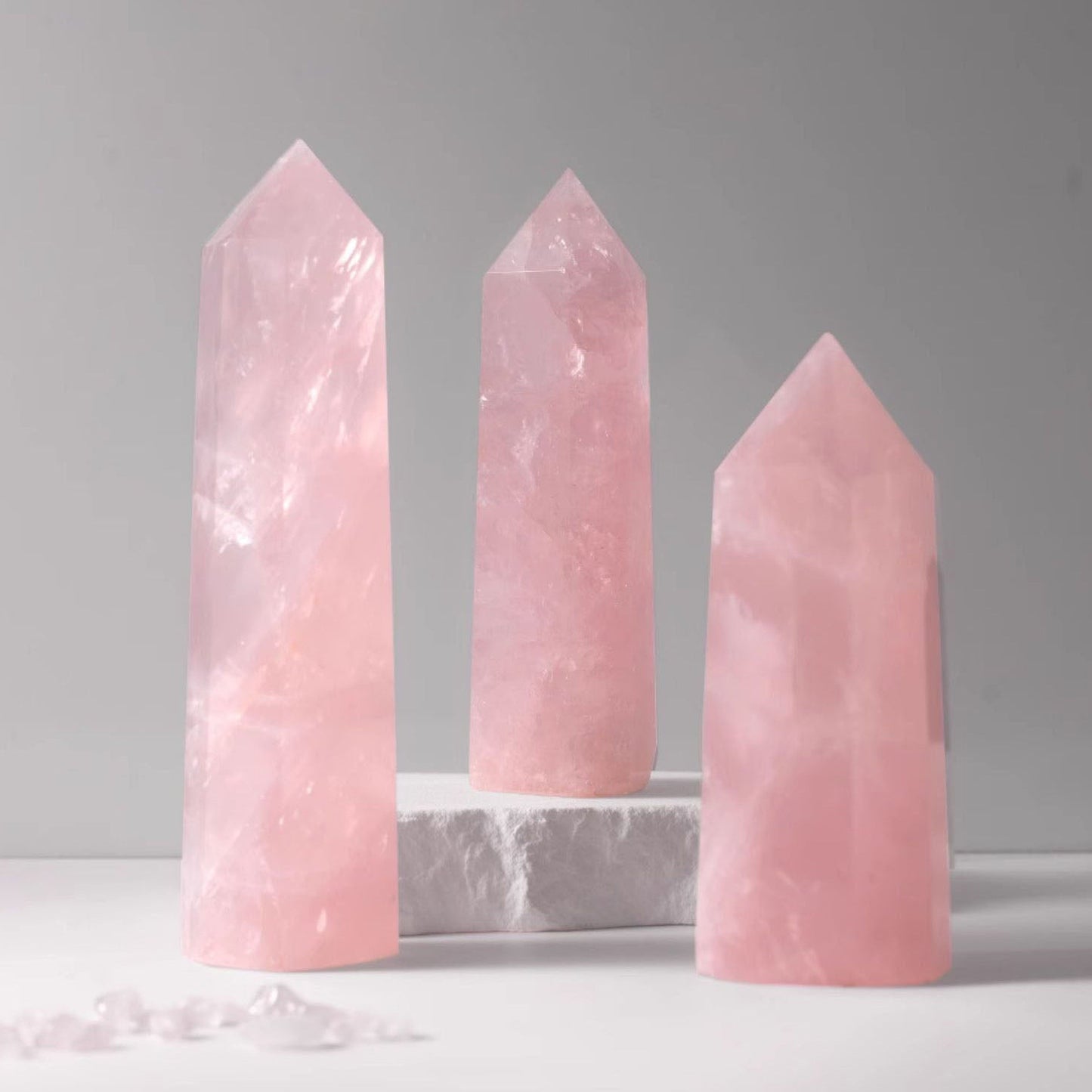Aura Craft Natural Rose Quartz Love Couple Hexagonal Prism Ornament 1