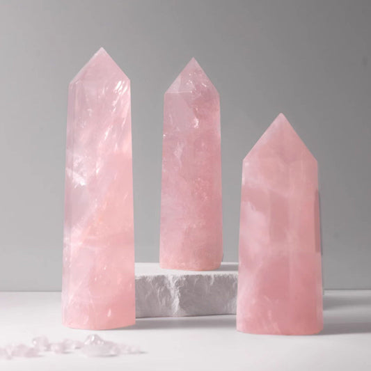 Aura Craft Natural Rose Quartz Love Couple Hexagonal Prism Ornament 1