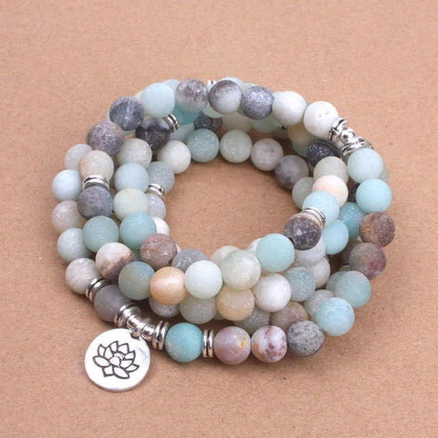 Aura Craft Natural Amazonite Lotus Prayer Beads for Concentrating the Mind 6