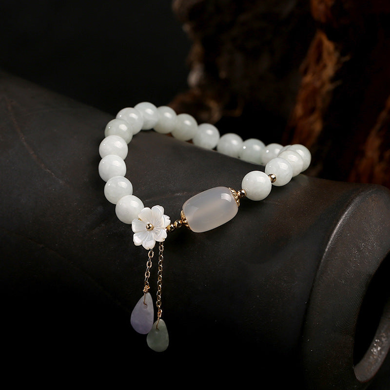 Aura Craft Natural White Jade Blessing Collection Spiritual Power Bracelet 6