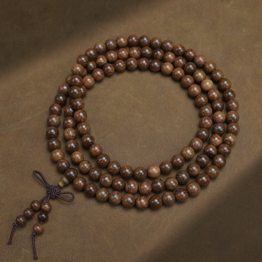 Aura Craft 108 gold sandalwood prayer beads for meditation and quietness 1