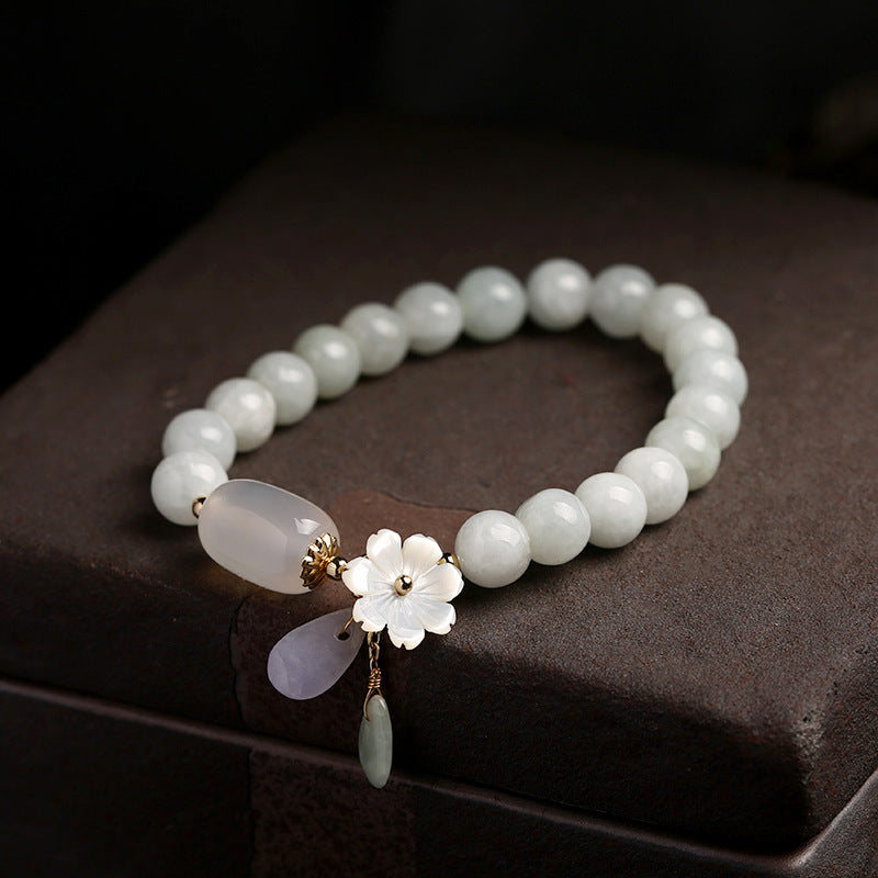Aura Craft Natural White Jade Blessing Collection Spiritual Power Bracelet 7