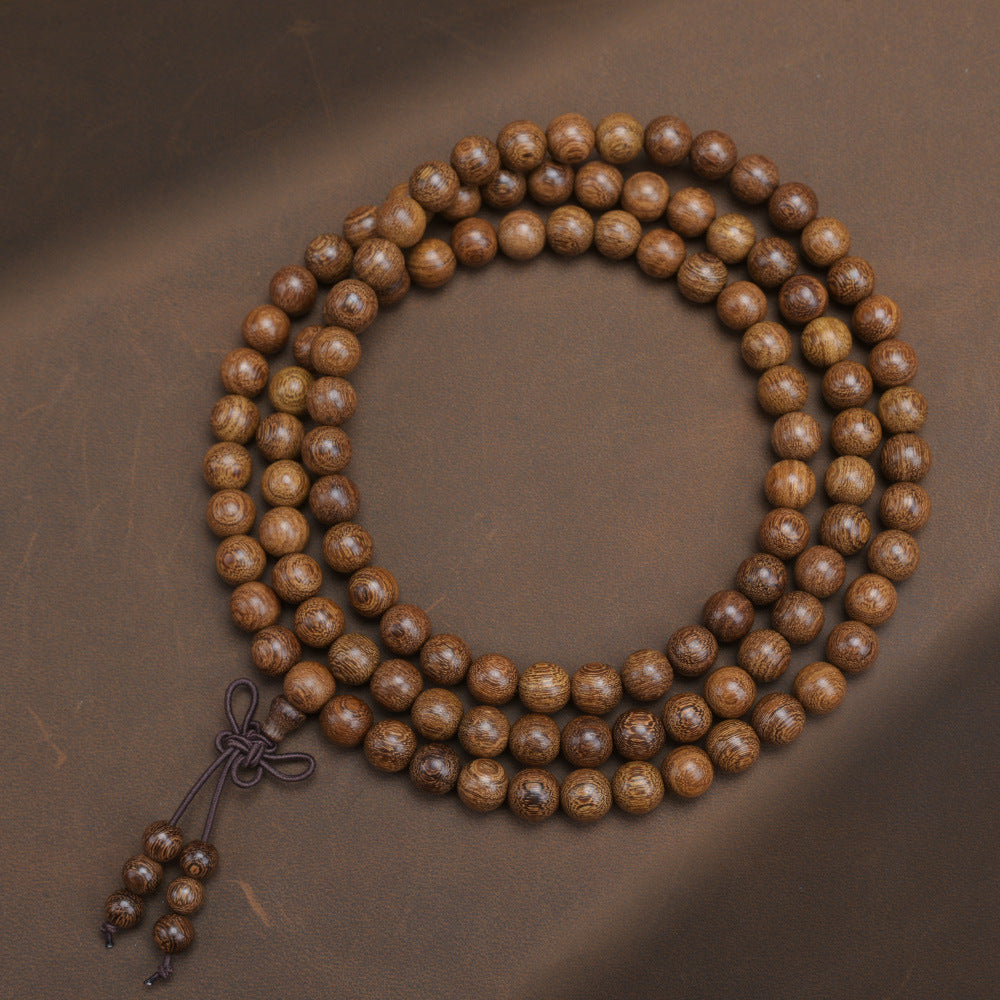 Aura Craft 108 gold sandalwood prayer beads for meditation and quietness 2