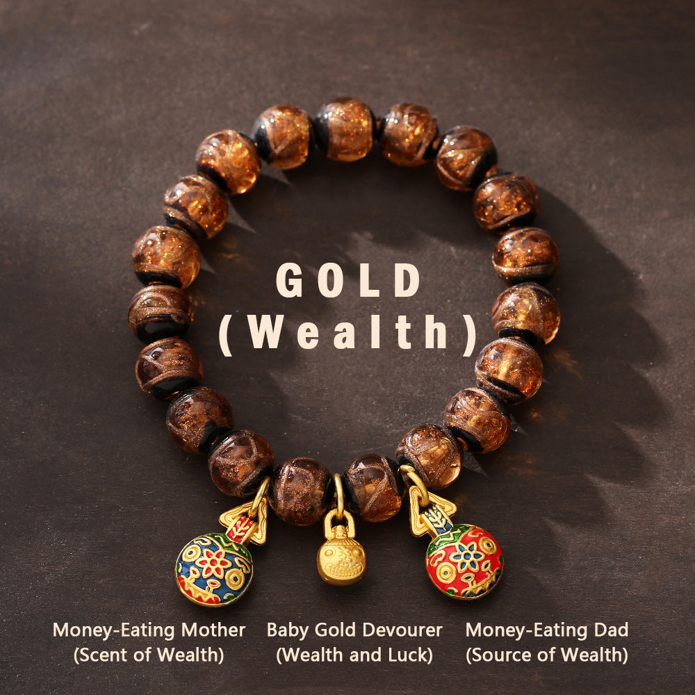 Aura Craft Feng Shui multicolored glass bracelet represents wisdom, wealth, destiny, health and luck 10