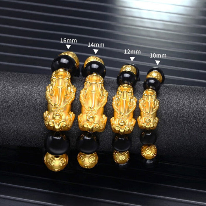 Aura Craft Feng Shui Wealth Obsidian Reiki Pixiu Bracelet 9