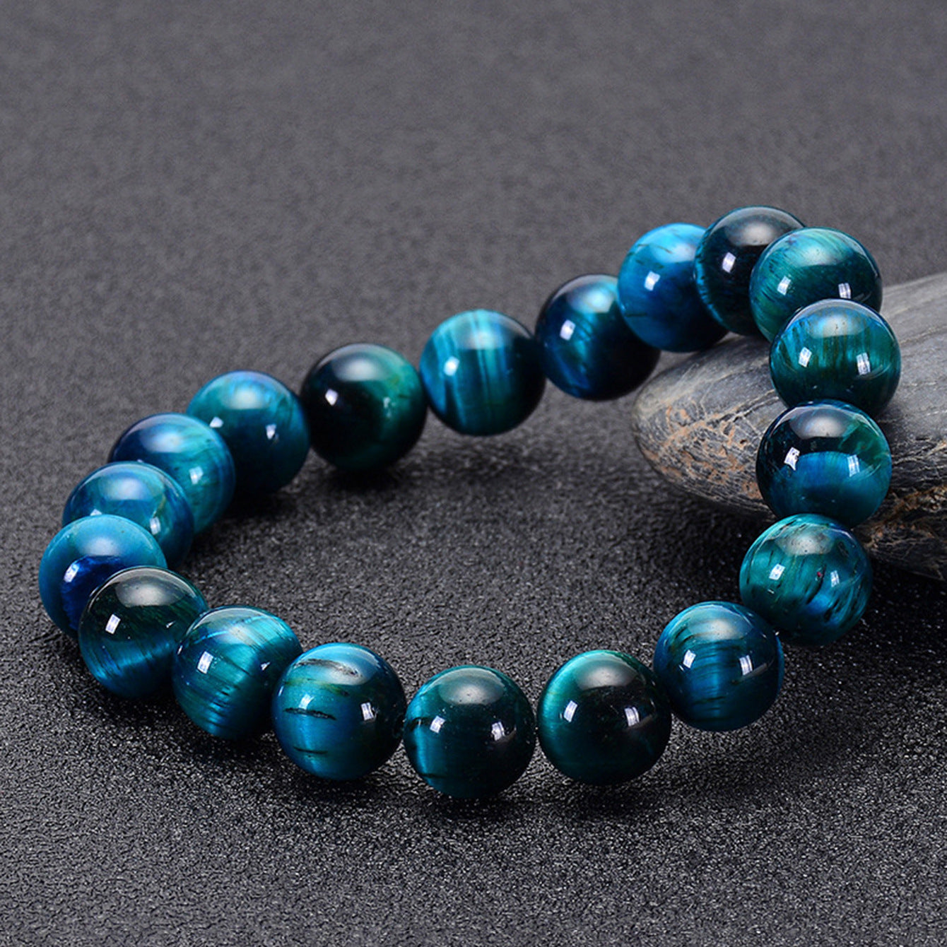 Aura Craft Natural Blue Tiger Eye Meditation Blessing Amulet Bracelet